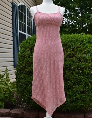 Vtg Babydoll Slip Dress No Boundries Y2K Pink Lace  Sz M 8/10 Padded  Adjustable - Image 1 of 4