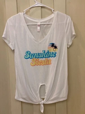 Xhilaration Mujer Dormir Salón Top Corbata Manga Corta Camiseta Pijama S Tropical Foto 1 de 3