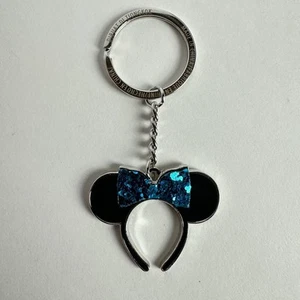 Disney Parks Keychain Minnie Mouse Ears Blue Glitter NEW NWT - Picture 1 of 4