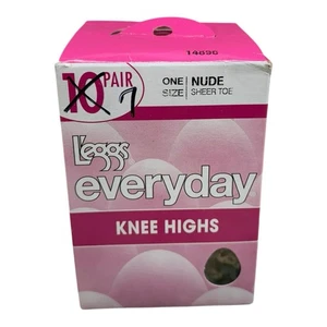 Leggs Everyday Knee Highs Nude Sheer Toe One Size 7 Pair Open Box - Picture 1 of 5