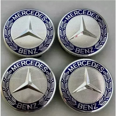 4x For Mercedes-Benz Dark Blue Wheel Center Hubcaps Emblem Rim Cap Set 75mm - Image 1 of 4