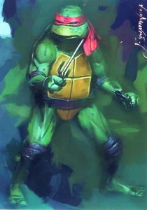 Carta Raphael Mutant Ninja Turtles Edward Vela #/50 Artista Firmato Autografo Auto - Foto 1 di 2