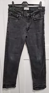 M&S Mens BLACK DENIM JEANS W 32" L 29" Slim Fit Straight Leg Zip 5-pocket Style - Picture 1 of 4