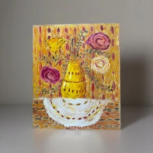 LISTED ARTIST RARE OIL painting ABSTRACT ROSES Dr. Benjamin Gross BEAUTIFUL! - Picture 1 of 10