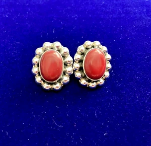 Jaspe Rojo y Plata de Ley Con Cuentas ~ Ovalado ~ Pendientes ~ ¡Pendientes llamativos! - Imagen 1 de 7