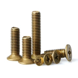 Brass Countersunk Head Screws M2 M2.5 M3 M4 M5 M6 Metric Phillips Machine Bolts - Picture 1 of 5