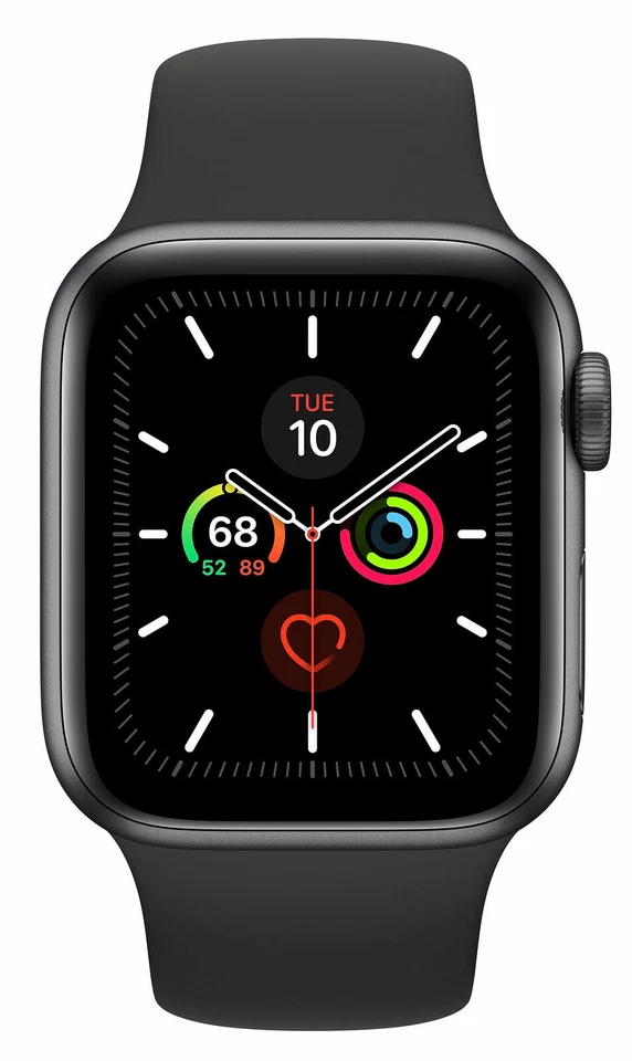 Apple Watch Series 5 40mm Space Gray Aluminium Case with Black Sport Band - S/M & M/L (GPS) (MWV82LL/A)