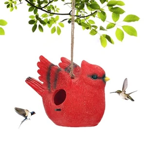 BAYN Bird House for Outside, Hanging Handcrafted Cardinal Resin Outdoor birdh... - Picture 1 of 7
