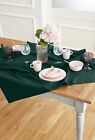 Dark Green Table Throw 52 X 52 Inch  Cotton Linen Hemstitch Square Tableclot