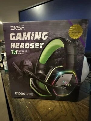 EKSA E1000 7.1 Surround Sound RGB Gaming Headset - Green - Image 1 of 2