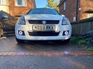 LED Blue Halo Angel Eye Fog Lamps Driving Light Kit for 2005-2011 Suzuki Swift - Picture 1 of 12