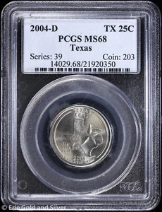 2004-D 25C Texas State Quarter PCGS MS 68 | Uncirculated UNC BU - Picture 1 of 4