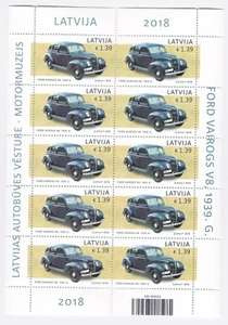 Full Sheet Collection 2018 Latvia Automotive History Ford Vairogs V8 - Picture 1 of 1