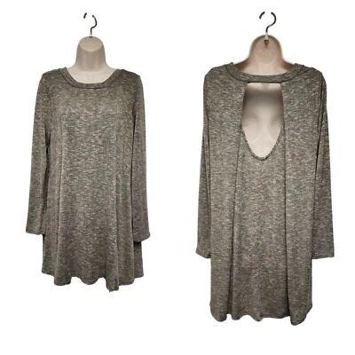 Charlotte Russe Long Sleeve Open Back Tunic Sweater Color Black Size XL - Image 1 of 4