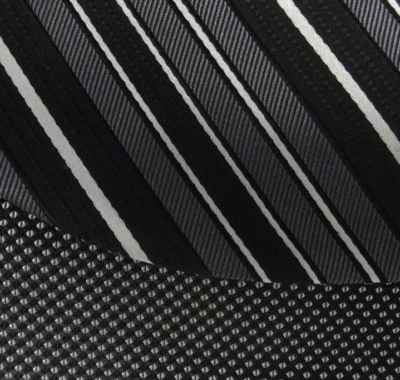 Bow Tie Men Silk Black REVERSIBLE Stripes Polka Dot SELF TIE Bowtie - Image 1 of 4