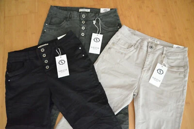 KAROSTAR ★ Jeans Hose Classic 38-44 Boyfriend Damen khaki beige schwarz Neu - Bild 1 von 4
