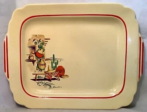 Plato para servir vintage Homer Laughlin Art Deco "Hacienda" Southwestern 11 3/4"" - Imagen 1 de 3
