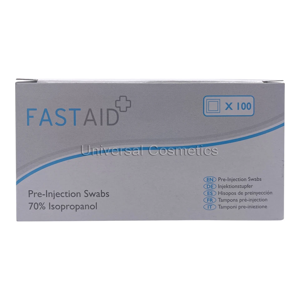 Fast Aid Pre-Injection Swabs 70% IPA Alcohol Wipes Piercing Tattoo Medical X 100 - Image 1 of 2