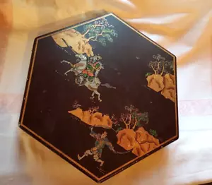 VINTAGE CHINESE CHECKERS HALMA GAME IN BEAUTIFUL CHINESE DECORATED BOX–COMPLETE - Picture 1 of 4