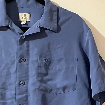 Solitude Breezy Bay Mens M Button Up Blue Shirt Soft Rayon Polyester Blend EUC - Image 1 of 4