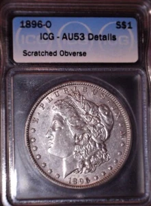 1896-O  Morgan Silver Dollar,  AU53  ICG, Tough Date - Picture 1 of 2