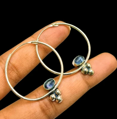 Precioso pendiente de aro de amatista Bali enchapado en plata de ley 925 joyería brillante Foto 1 de 4