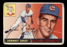 1955 TOPPS #101 JOHNNY GRAY KANSAS CITY ATHLETICS (LOW GRADE)