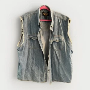 Harley Davidson Men's Biker Denim Vest Size 3xl - Picture 1 of 6