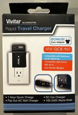 Cargador de viaje rápido VIVITAR y enchufe de pared VIV-QCB-902 + adaptador Euro (5379) Foto 1 de 4