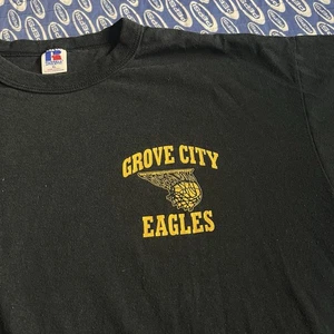Vintage 90s Russell Atheltic Grove City Eagles Basketball T Shirt Black Men’s XL - Picture 1 of 8