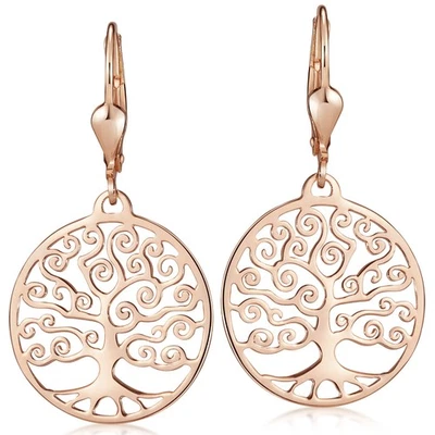 MATERIA Lebensbaum Ohrhänger Rosegold Brisur Ohrringe Silber 925 rosé vergoldet - Bild 1 von 4
