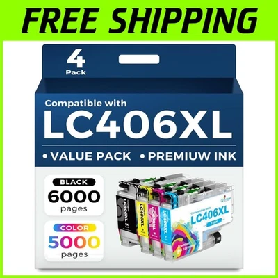 LC406XL Printer Ink: Black, Cyan, Magenta, Yellow - Image 1 of 4