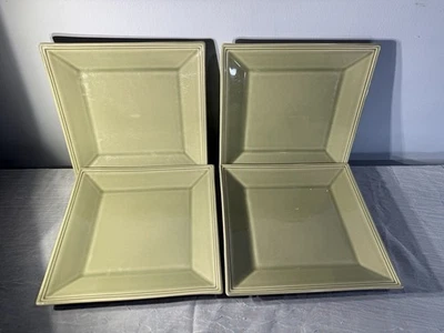 Williams Sonoma Square Dinner Plates 11” Set of 4 Portugal Sage Green Stoneware - Image 1 of 4