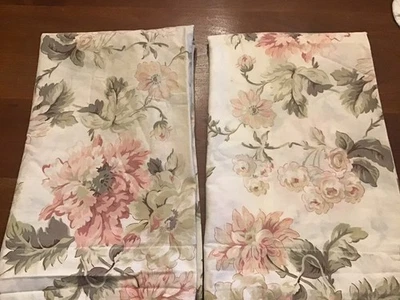 Eddie Bauer Home Floral Shams Lovely Ivory, Green, Pink.  Lot Of 2 - Image 1 of 4