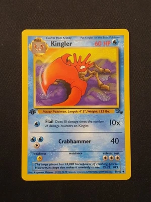 Pokémon Karte • Kingler • 1 Edition • Fossil Set • 38/62 • Pokemon  - Bild 1 von 2