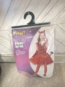 Spirit Halloween FIERY DEVIL Child Costume Size LARGE 12-14 Dress Up Girls 5pc - Picture 1 of 4