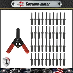 41PCS PLASTIC POLY RIVET GUN QUICK SET RIVETING HAND TOOL W/ 40 POLY RIVETS NEW - Picture 1 of 7