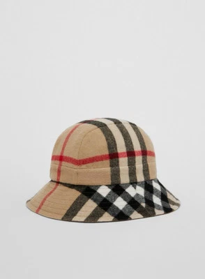 Authentic NEW BURBERRY UNI Beige SUPERNOVA Giant Check Double WOOL Bucket Hat M - Image 1 of 4