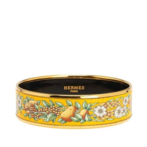 HERMES Enamel flower and plant motif Bangle Women 【Used】 - Picture 1 of 5
