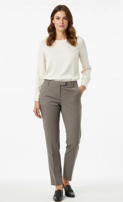 Pantalones cónicos ajustados de lana elástica italiana adoquinados Irving 148 Lafayette 14 nuevos con etiquetas Foto 1 de 4