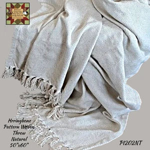 Herringbone Throw Natural - Picture 1 of 2