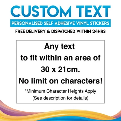 Personalised Custom Name Text Vinyl Sticker Transfer Decal 30 x 21cm (Option 1) - Image 1 of 4
