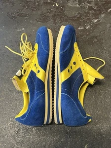 NOS 1980’s Spot-Bilt Blue Yellow Suede Sz 10 Running Shoes Saucony Made USA VTG - Picture 1 of 7