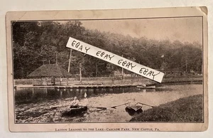 EARLY NEW CASTLE PA. CASCADE AMUSEMENT PARK LAGOON LAKE ROWBOATS + RARE POSTCARD - Imagen 1 de 2
