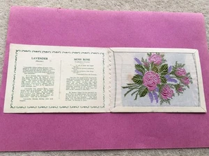 C1930s KENSITAS FLOWERS LAVENDER MOSS-ROSE LARGE SIZE SILK CIGARETTE CARD - Foto 1 di 3