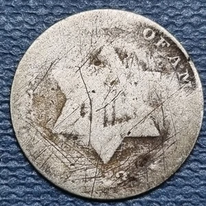 1853 Three Cent Piece 3c Silver Trime Circulated Details #93501 - Picture 1 of 2