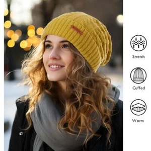Wool Beanie for Women Winter Hats Slouchy Knit Wool - Picture 1 of 5