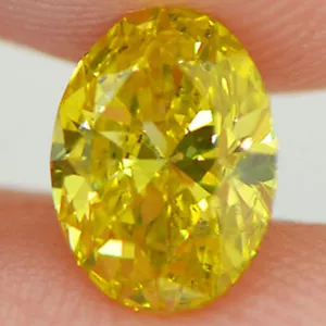 Oval geschliffener Diamant ausgefallene gelbe Farbe lose verbessert 1,01 Karat SI1 IGI zertifiziert - Bild 1 von 9