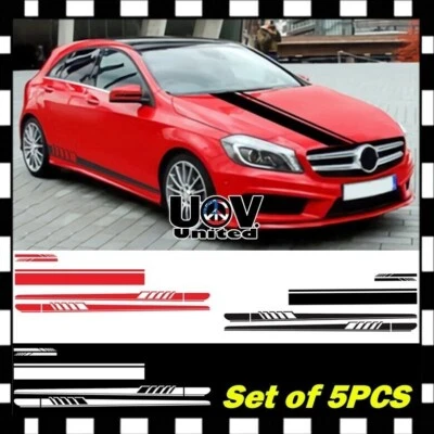 Conjunto de 5 peças xadrez corrida esporte lateral para-lama saia listra vinil adesivo sedã - Imagem 1 de 4