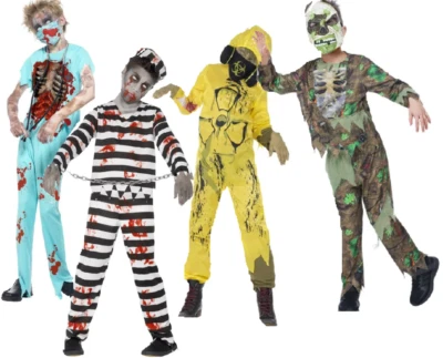 Zombie Costume Boys Costume Halloween Fancy Dress Outfit Kids Convict - Image 1 of 2